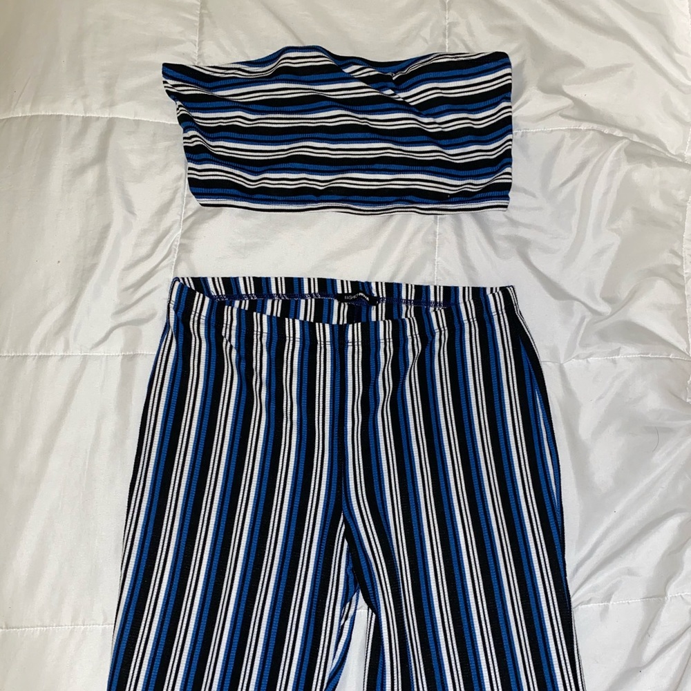 fashion nova two piece set blue black and white - Picture 2 of 5